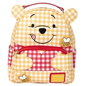 NEW Winnie The Pooh Loungefly Backpack Purse Gingham Bee Honey